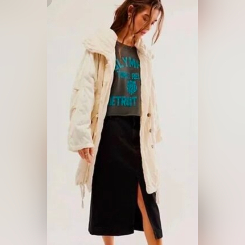 Free People One Cedar Parachute Jacket Ivory  NWOT Oversized Size Small